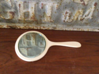 French Ivory hand Mirror with beveled  glass