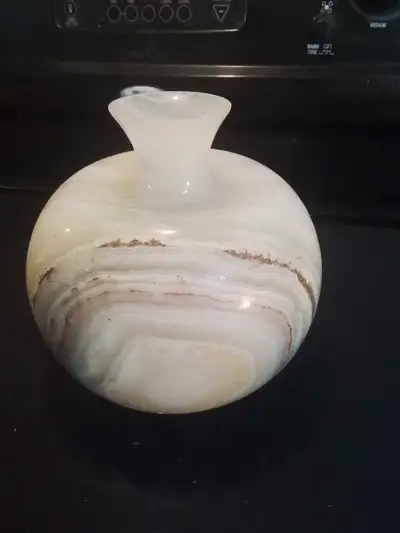 Vintage Heavy Swirled Swollen Marble Vase, View more