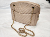 Authentic Vintage Chanel Beige Lambskin Quilted Camera Bag