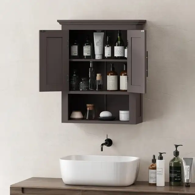 Brown Bathroom Wall Cabinet, Medicine Cabinet, Toilet Storage  in Bookcases & Shelving Units in Markham / York Region - Image 7