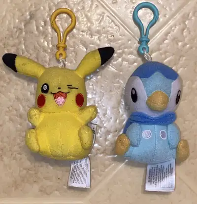 Pokemon Plush Key clip Key chain Piplup & Pikachu 3", View more