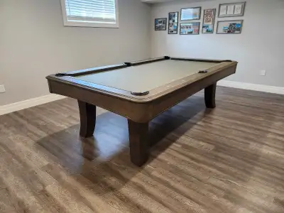 New 4x8' Modern Contemporary Billiard Table, shown in grey wood. Black finish also available. Featur...