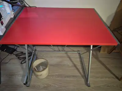 Red computer desk w/ side table, View more