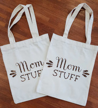 Handmade shopping bags and tumbler cups 