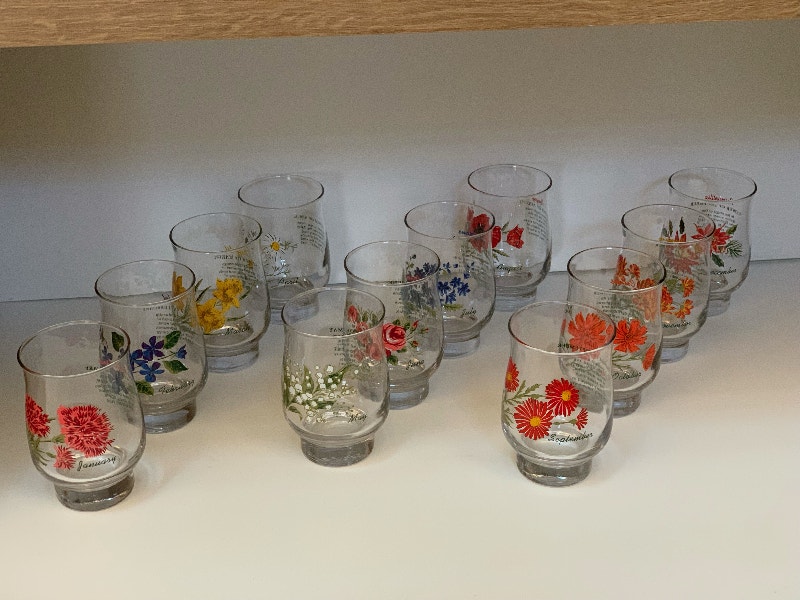 Vintage Flower of the Month Tumblers Arts & Collectibles