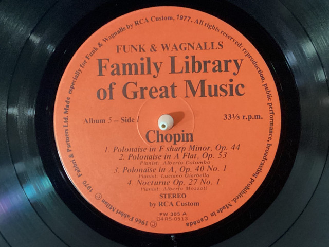 FUNK / WAGNALLS FAMILY LIBRARY OF GREAT MUSIC (CHOPIN) VINYL LP in Pianos & Keyboards in Winnipeg - Image 4