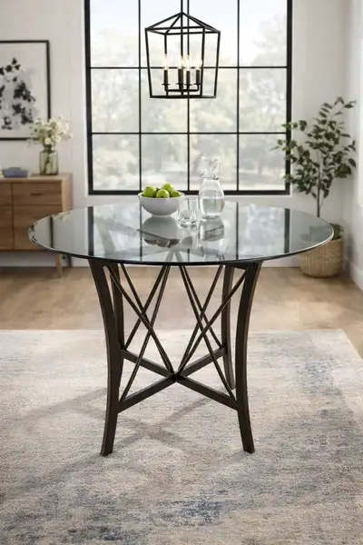 42" Smoked glass dining table, View more
