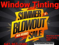 WINDOW TINTING  {{{ BLOW-OUT SALE }} MOST CARS $199 REGULAR $250