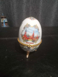 ANTIQUE Mockba Moscow Jewelry Box in an Egg Shape.