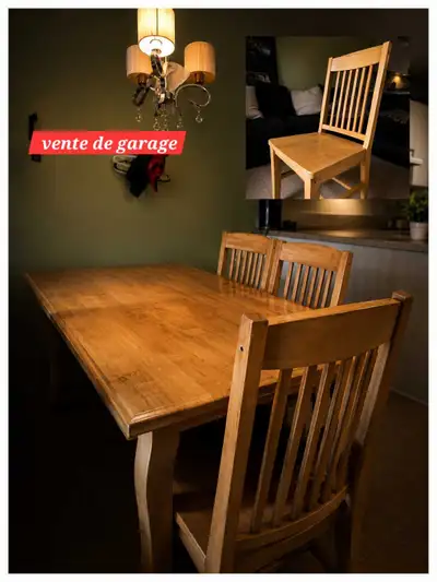  Ensemble de salle à manger en bois franc d'hêtre – 100 $ NÉGO, View more