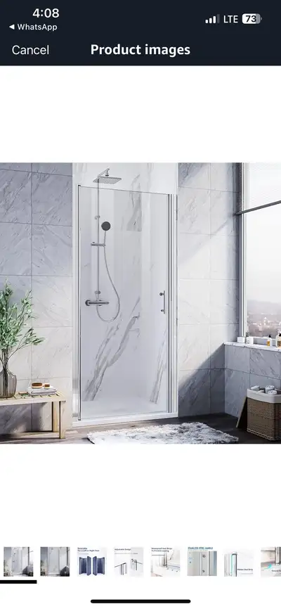 Pivot Swing Shower Door 34 in.W x 72 in.H, Semi-Frameless Showe, View more