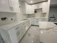 Quartz Countertop and Kitchen Cabinets Available With FREE SINK