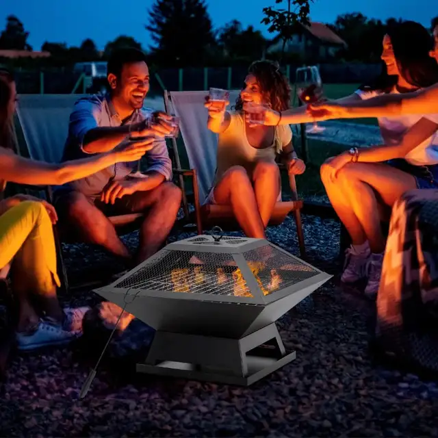 Wood Burning Portable Fire Pit, Outdoor Firepit with Cooking BBQ in BBQs & Outdoor Cooking in Markham / York Region - Image 8