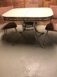 Vintage chrome table and 4