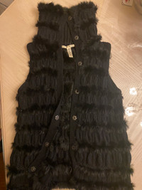 Diane Von Furstenberg Alcina Wool & Fur Vest Black Large