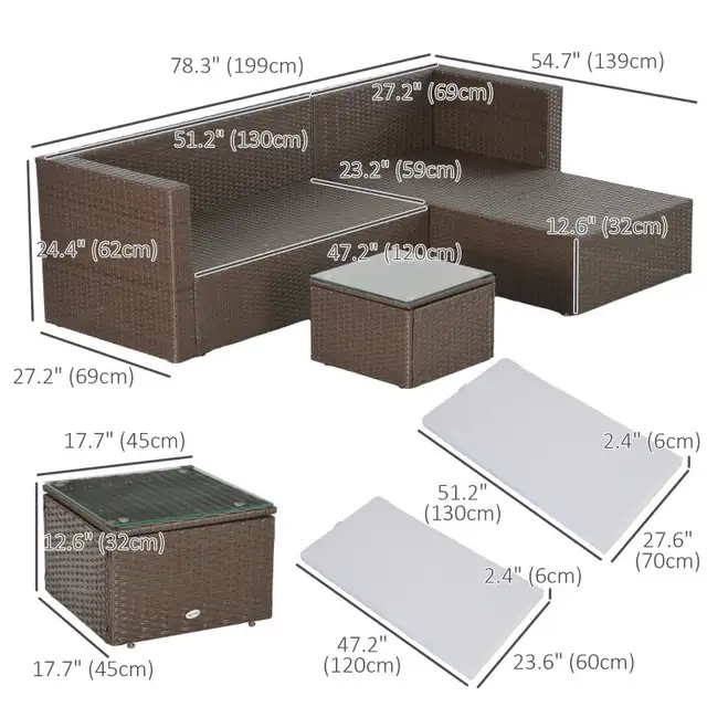 3pcs Modern Rattan Sofa Set, Wicker Patio Furniture Set with Cof in Patio & Garden Furniture in Markham / York Region - Image 4