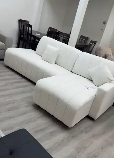 Boucle Sectional Sofa White, View more