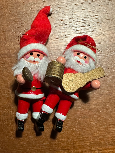 Décoration de sapin Rectangle motif Père Noël Vintage 2 en MDF réalisée