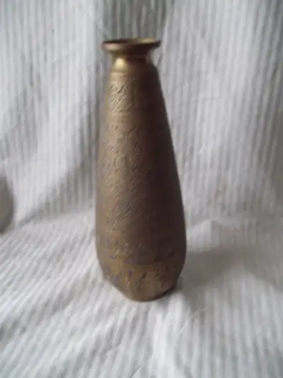 Solid Brass Vase, Engraved, View more
