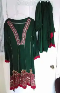 Eid Clothes Green 3 Pcs. Georgette Suit Large Beautiful