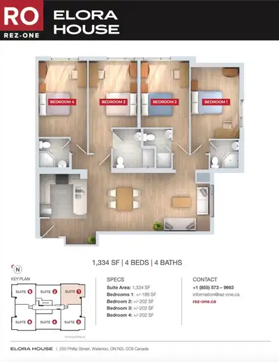 One bedroom with bathroom furnished water, hydro and internet all included walking distance to unive...