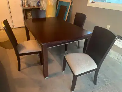 Solid wood Dining Room Table and 4 Chairs Set, View more