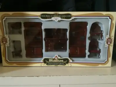 Beautiful Madison miniature furniture, cherry library set. Solid wood piece in rich cherry finish wi...