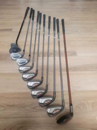 Set of lightly used left handed Ping G10 irons (5,6,7,8,9,W,52,56) + an 18 degree wood and putter. B...