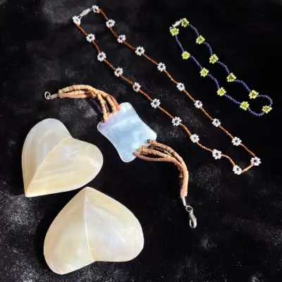 Vintage Jewelry Hearts Mother of Pearl Purchased in my trips to Spain. Mother of Pearl hearts $20 Mo...
