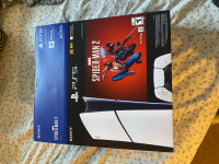 Ps5 with Spider-Man 2, 2 controllers, charging station,headset