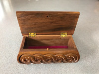 Handcrafted, Intarsia Jewelry Box with 366 Glass Beads