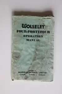 WOLSELEY Four-Fortyfour operation manual 1953