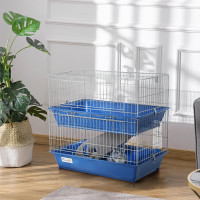 Metal Small Animal Cage, 2-Tier Guinea Pig Cage with 2 Doors, Pl
