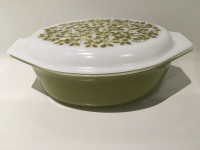 GRAND BOL PLAT À CUISSON VINTAGE RETRO MID CENTURY PYREX OLIVES