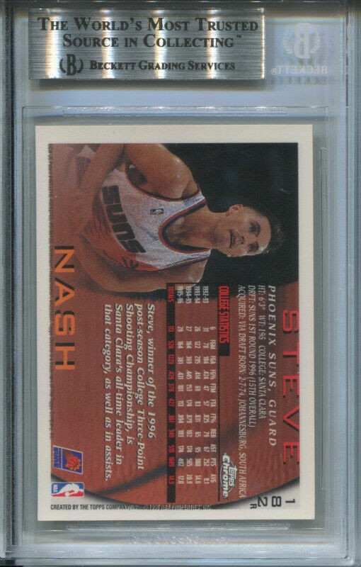 1996 Topps Chrome Refractors Steve Nash #182 BGS 9 MINT in Arts & Collectibles in Ottawa - Image 2