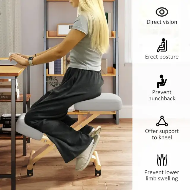 HOMCOM Ergonomic Kneeling Chair with Rubberwood Frame in Chairs & Recliners in Markham / York Region - Image 6