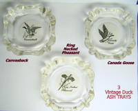 VINTAGE “DUCK” ASH TRAYS – GLASS, SET OF 3