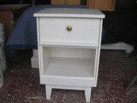 One rustic real wood night stand in white