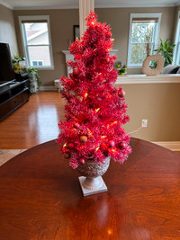 Pink Christmas tree with lights