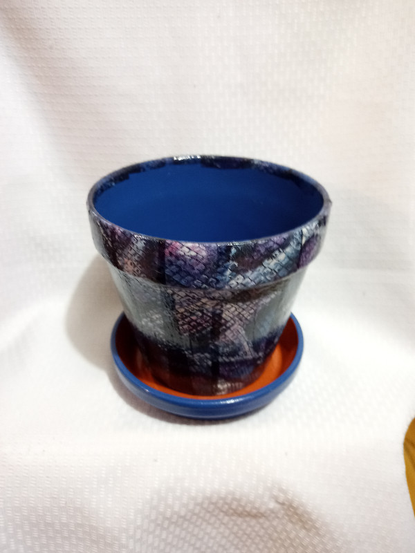 Snake print Planters (blue/purple)~Handmade! in Home Décor & Accents in Mississauga / Peel Region - Image 2