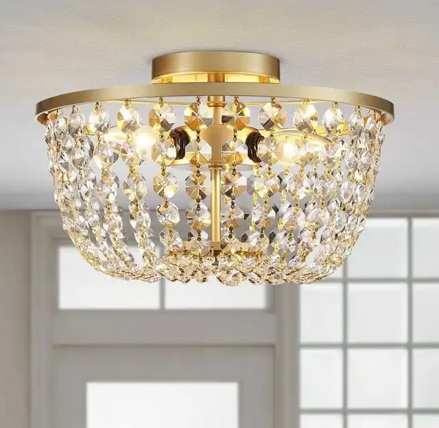 Crystal Chandelier Flushmount CeilingLight Modern H 8.4" x in Indoor Lighting & Fans in Markham / York Region - Image 10