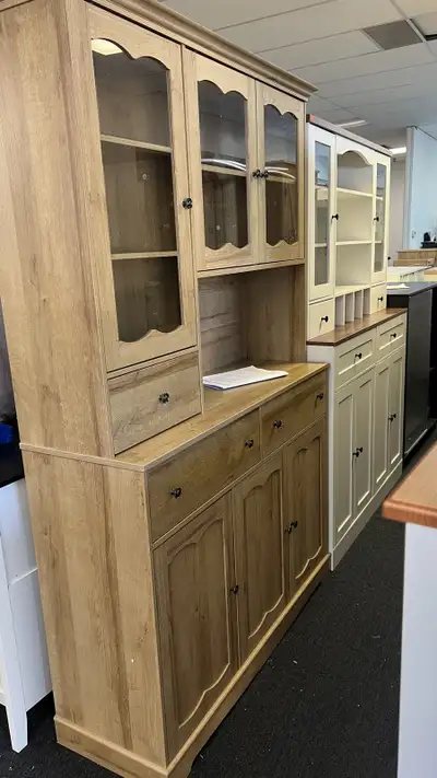 74.2'' Tall Kitchen Pantry Cabinet with Glass Doors, Large Hutch, View more