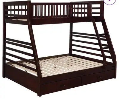 Solid wood bunk beds double over single and a ladder, View more