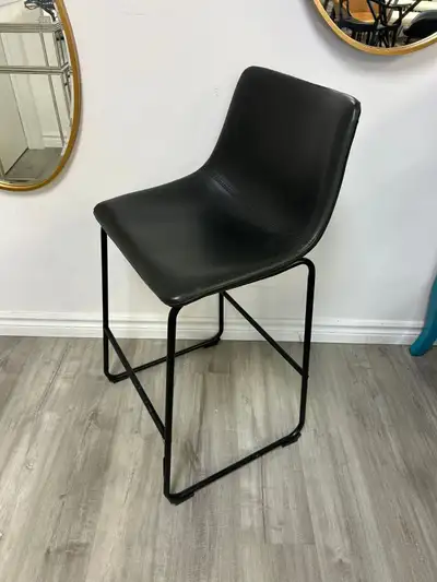 Black Leather Counter Stool | Black Base | NOW ON CLEARANCE SALE, View more