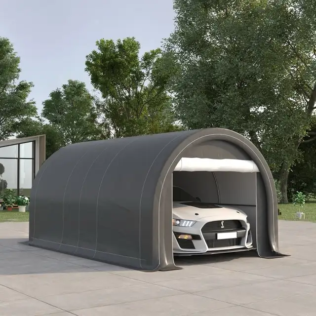 10' x 16' Heavy Duty Portable Carport Tent with Zippered Door in Outdoor Tools & Storage in Markham / York Region - Image 2