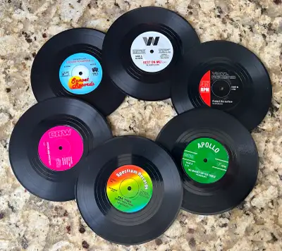 NEW 6 piece Vinyl Record Coaster Set, View more