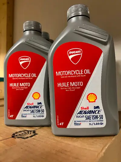 Ducati 15/50 oil Sold $20. each individual 1 ltr. Bottles or $220. Per Case of 12 liters bottles Cal...
