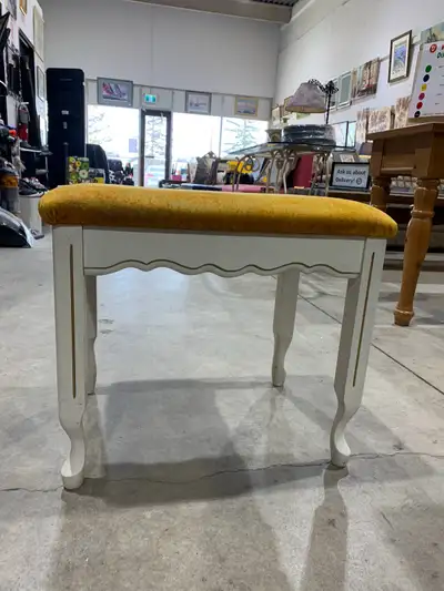 Vintage White stool with gold detail, View more