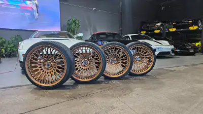 Set of Brixton Forged TR20 Wheels in Olympic Bronze with Michelin Pilot Sport 4 Tires & Titanium Lug...