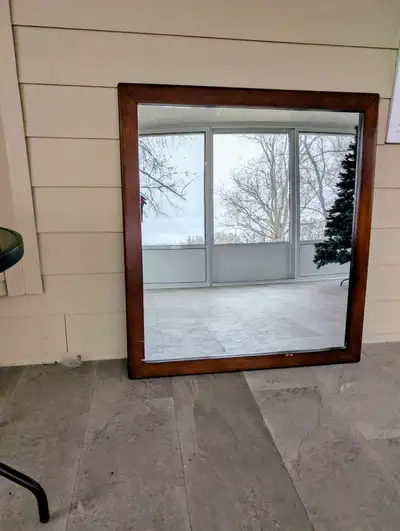 Wall mirror, 40" x 45" , solid wood frame. Frame could you some TLC,